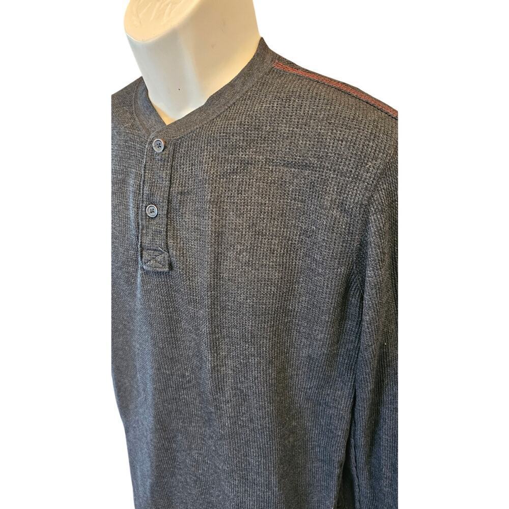 G.H. Bass & Co Mens Thermal 3 Button Henley Shirt M Waffle Knit Gray minimalist - Picture 3 of 7